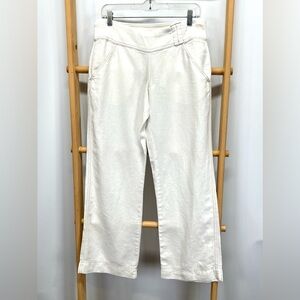 ATHLETA White linen wide leg elastic waist pants size SP